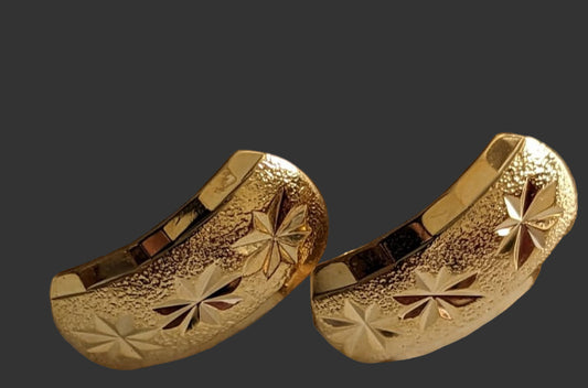 Zelle Noir Shimmering Star Design Hoop Earrings