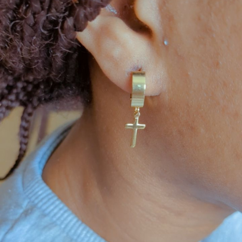 Hip Hop Cross Earrings | Cross Hoops Earrings | Zelle Noir LTD