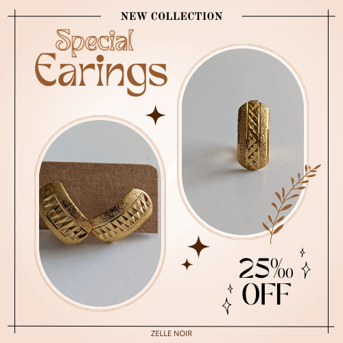 Gold Tone Earrings | Women's Gold Tone Earrings | Zelle Noir LTD